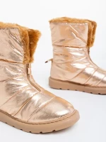 Дамски чизми шампанско от текстилен материал Tayte