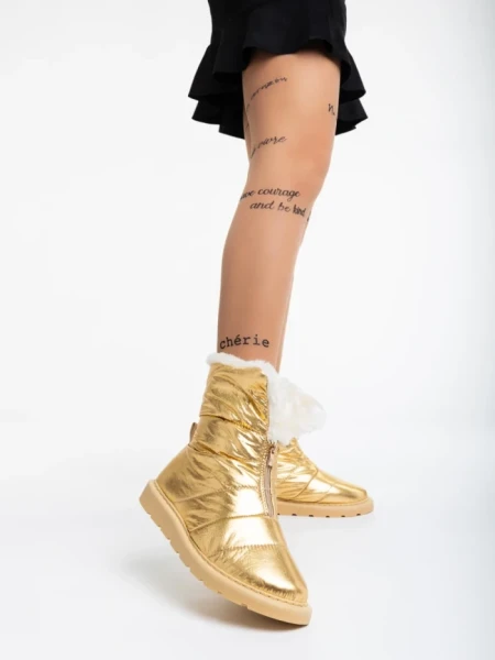 Дамски чизми златисти от текстилен материал Tayte