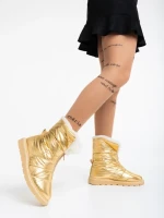 Дамски чизми златисти от текстилен материал Tayte