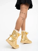 Дамски чизми златисти от текстилен материал Tayte