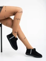 Дамски чизми черни от текстилен материал Aloani