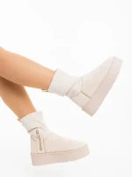 Дамски чизми бежови от текстилен материал Cerena