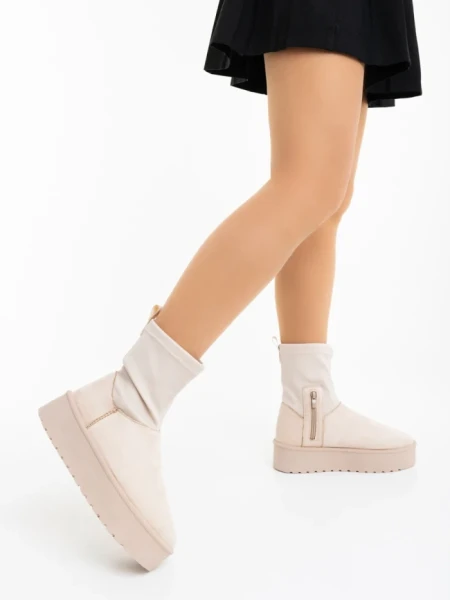 Дамски чизми бежови от текстилен материал Cerena