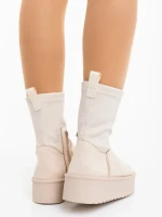 Дамски чизми бежови от текстилен материал Cerena