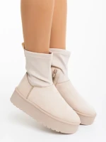 Дамски чизми бежови от текстилен материал Cerena