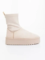 Дамски чизми бежови от текстилен материал Cerena