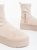 Дамски чизми бежови от текстилен материал Cerena