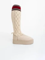 Дамски чизми бежови от текстилен материал Talora