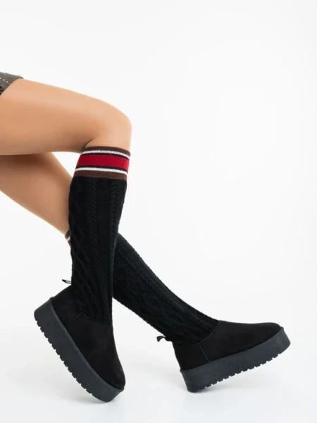 Дамски чизми черни от текстилен материал Talora