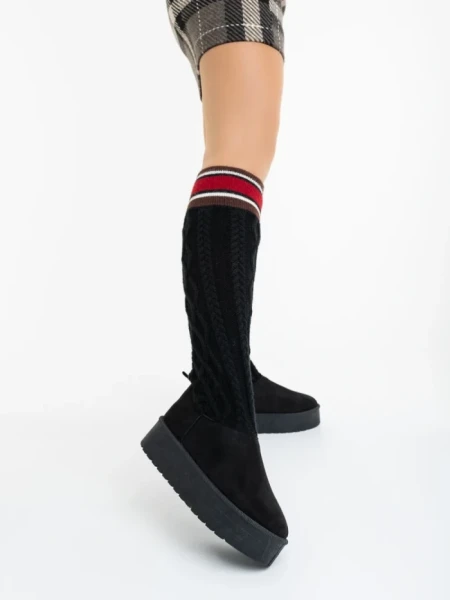 Дамски чизми черни от текстилен материал Talora