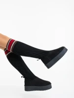 Дамски чизми черни от текстилен материал Talora