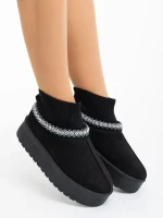 Дамски чизми черни от текстилен материал Zenona