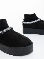 Дамски чизми черни от текстилен материал Zenona