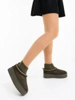 Дамски чизми зелени от текстилен материал Zenona