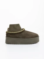 Дамски чизми зелени от текстилен материал Zenona