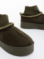 Дамски чизми зелени от текстилен материал Zenona