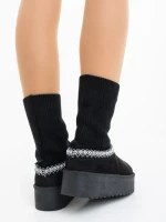 Дамски чизми черни от текстилен материал Diaza