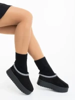 Дамски чизми черни от текстилен материал Diaza