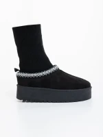 Дамски чизми черни от текстилен материал Diaza