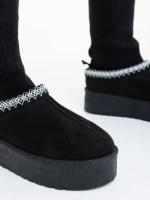 Дамски чизми черни от текстилен материал Diaza