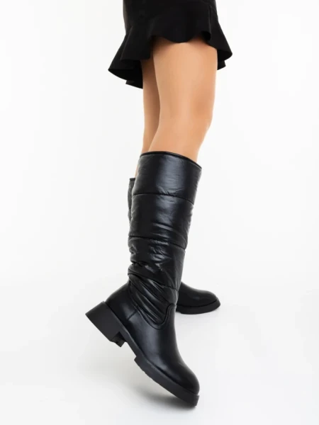 Дамски чизми черни от екологична кожа и синтетичен материал Ludmilla