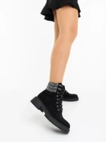 Дамски боти черни от текстилен материал Megara