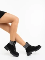 Дамски боти черни от текстилен материал Megara