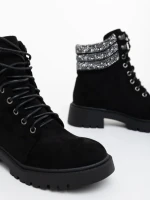 Дамски боти черни от текстилен материал Megara