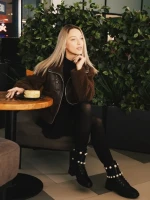 Дамски боти  черни  от еко кожа  Veyda