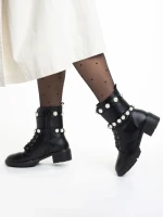 Дамски боти  черни  от еко кожа  Veyda