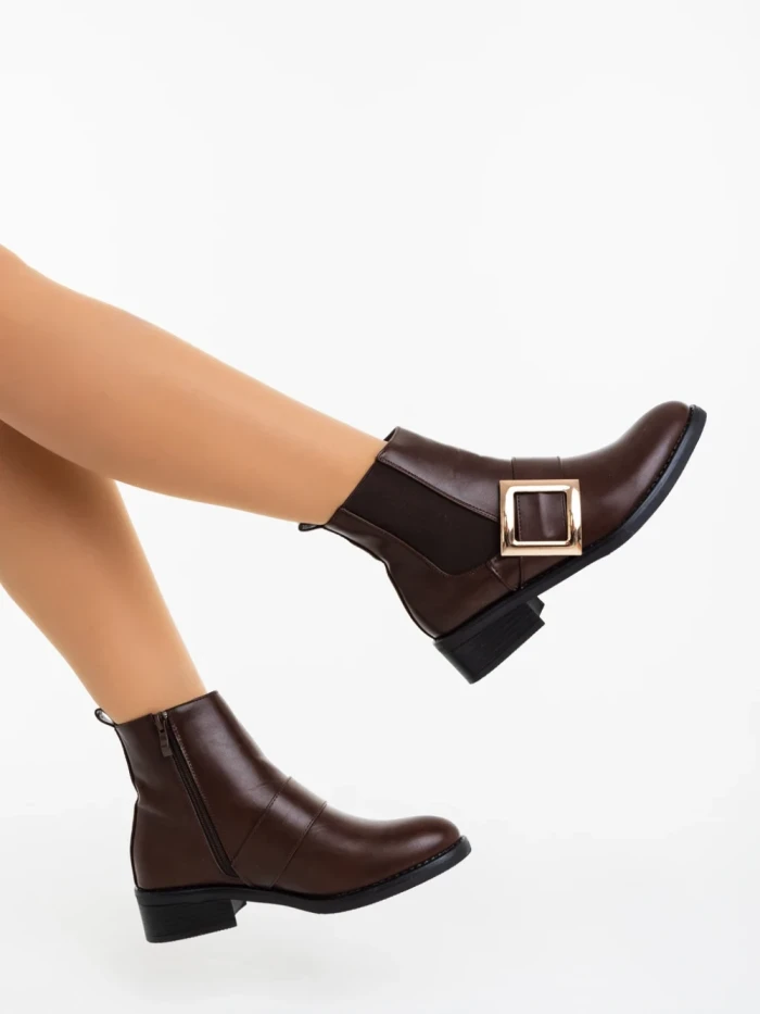 Дамски боти кафяви от екологична кожа Vitera