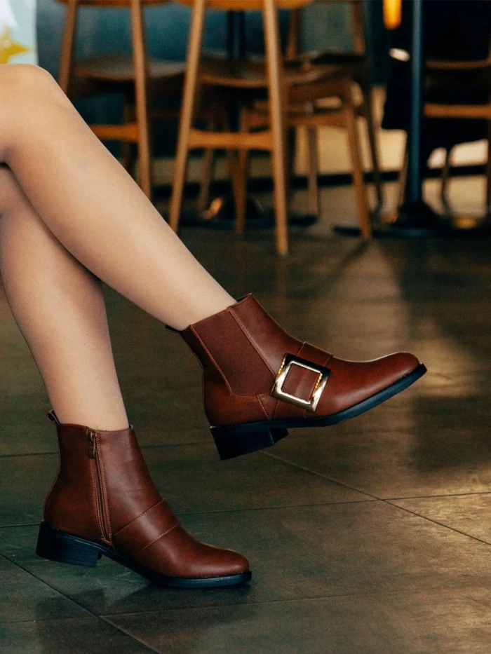 Дамски боти цвят камел от екологична кожа Vitera