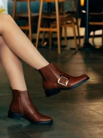 Дамски боти цвят камел от екологична кожа Vitera