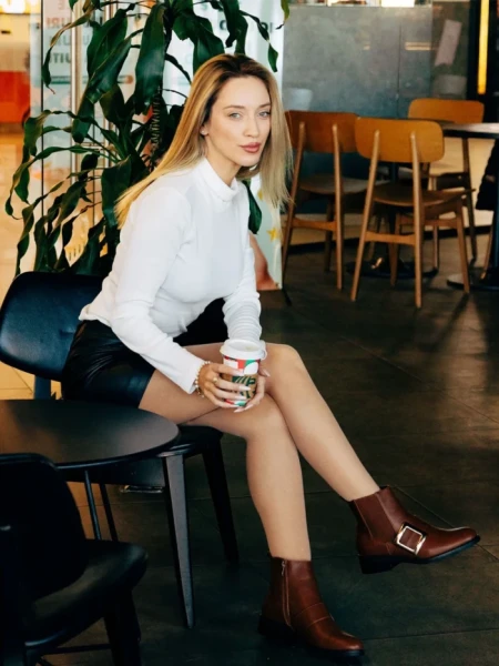 Дамски боти цвят камел от екологична кожа Vitera