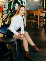 Дамски боти цвят камел от екологична кожа Vitera