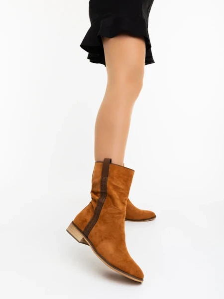 Дамски чизми камел от текстилен материал Ladonna