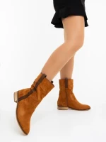 Дамски чизми камел от текстилен материал Ladonna