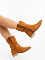 Дамски чизми камел от текстилен материал Ladonna