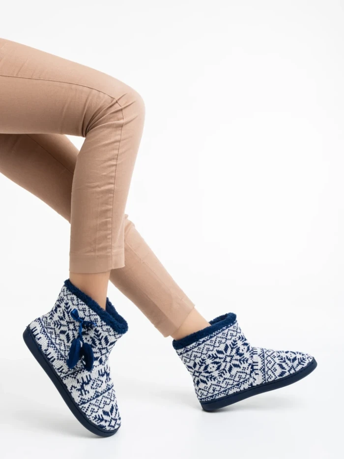 Дамски чехли тъмно сини от текстилен материал Corliss