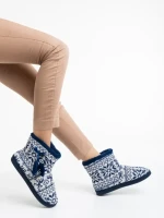 Дамски чехли тъмно сини от текстилен материал Corliss