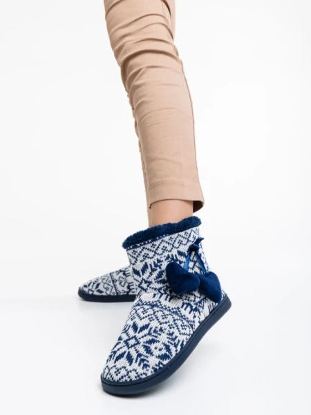 Дамски чехли тъмно сини от текстилен материал Corliss