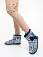 Дамски чехли тъмно сини от текстилен материал Corliss