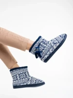 Дамски чехли тъмно сини от текстилен материал Corliss