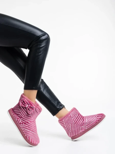 Дамски чехли розови от текстилен материал Shanika