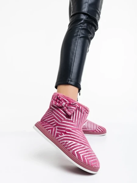 Дамски чехли розови от текстилен материал Shanika