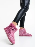 Дамски чехли розови от текстилен материал Shanika