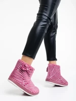 Дамски чехли розови от текстилен материал Shanika