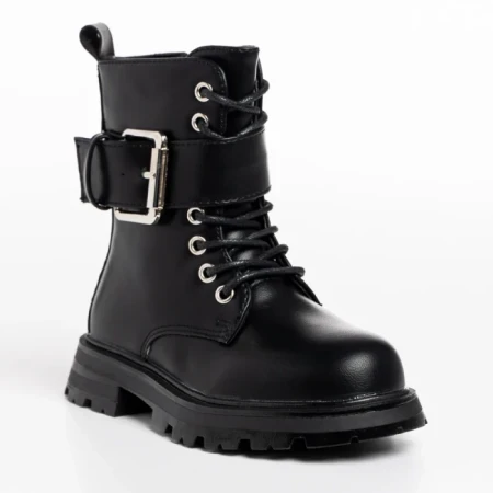 Детски боти черни  със сребристо  от еко кожа  Verdia