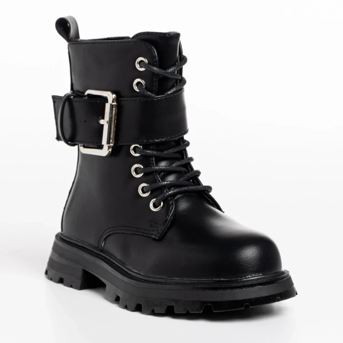 Детски боти черни  със сребристо  от еко кожа  Verdia