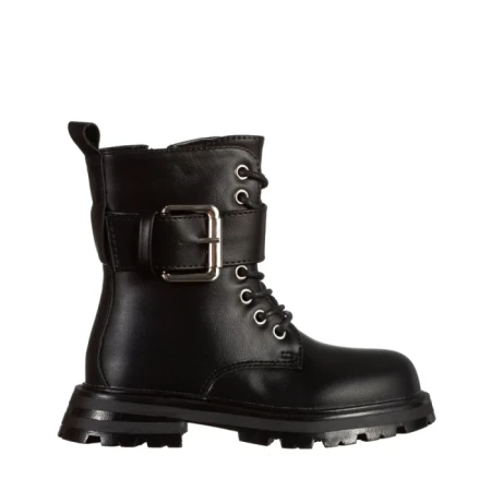 Детски боти черни  със сребристо  от еко кожа  Verdia